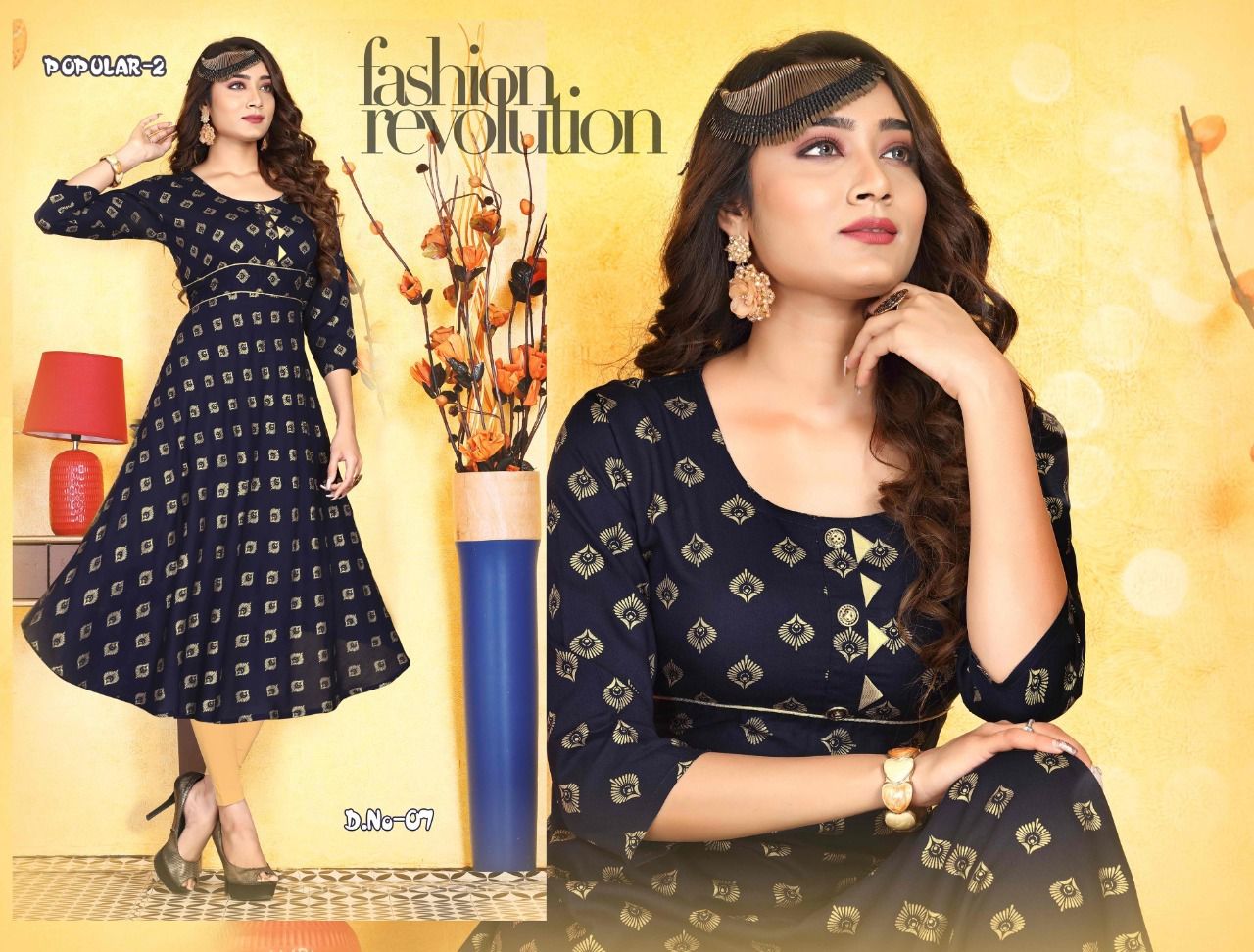 Beauty Queen Popular 2 Casual Daily Wear Rayon Printed  Anarkali Kurti Collection